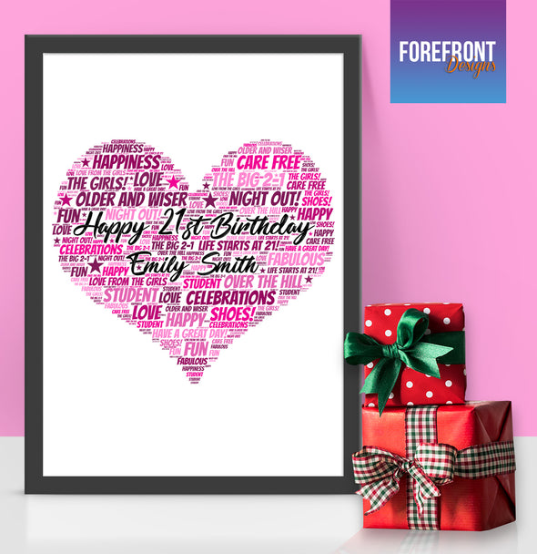 Personalised heart word art print - Forefrontdesigns