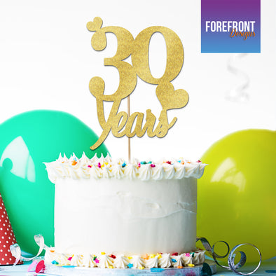 Personalised 30 years Birthday/Anniversary Custom glitter cake topper - Any wording/age - Forefrontdesigns