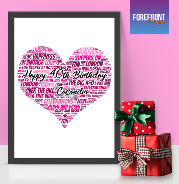 Personalised heart word art print - Forefrontdesigns