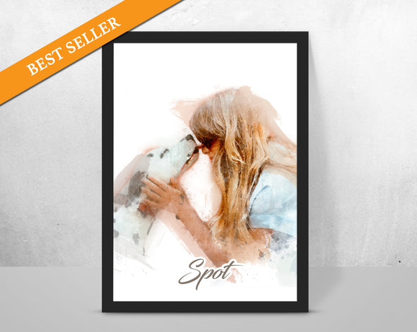 Personalised Pet Animal watercolour portrait print