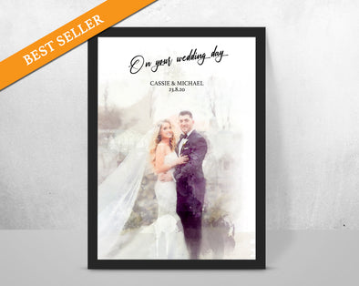 Personalised Wedding couple watercolour portrait print