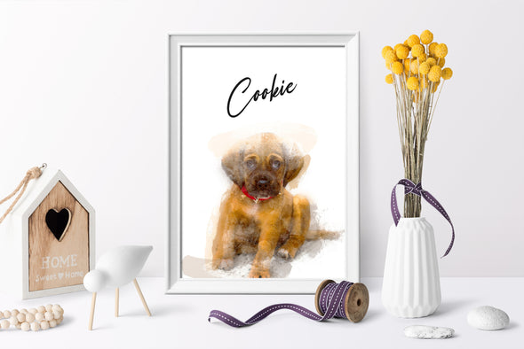 Personalised Pet Animal watercolour portrait print