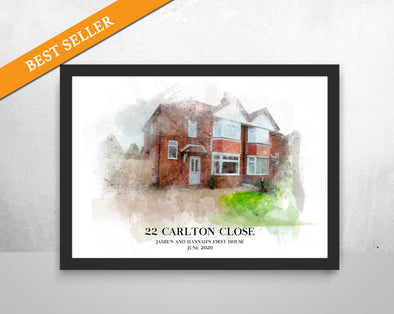 Personalised new house/home watercolour portrait print