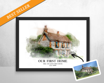 Personalised new house/home watercolour portrait print