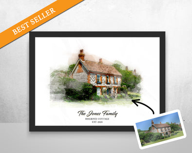 Personalised new house/home watercolour portrait print