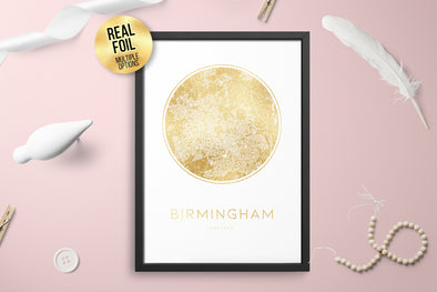 Personalised Custom Birmingham England FOIL CITY Map Poster Art