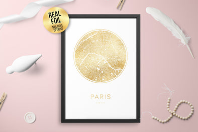 Personalised Custom PARIS France FOIL CITY Map Poster Art