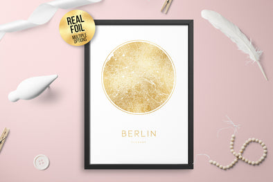 Personalised Custom Berlin Germany FOIL CITY Map Poster Art