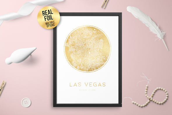 Personalised Custom Las Vegas USA FOIL CITY Map Poster Art