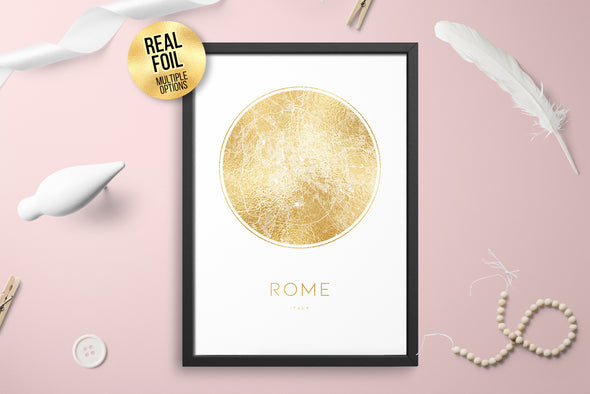 Personalised Custom ROME Italy FOIL CITY Map Poster Art
