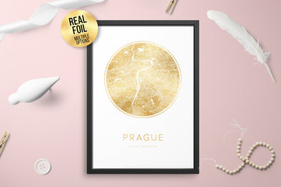 Personalised Custom PRAGUE Czech Republic FOIL CITY Map Poster Art