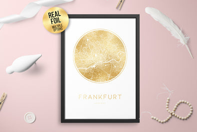 Personalised Custom FRANKFURT Germany FOIL CITY Map Poster Art