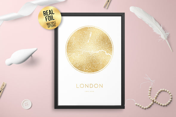 Personalised Custom London England FOIL CITY Map Poster Art