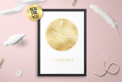 Personalised Custom FLORENCE Italy FOIL CITY Map Poster Art