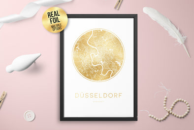 Personalised Custom DUSSELDORF Germany FOIL CITY Map Poster Art