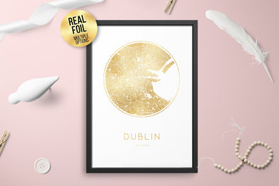 Personalised Custom DUBLIN Ireland FOIL CITY Map Poster Art