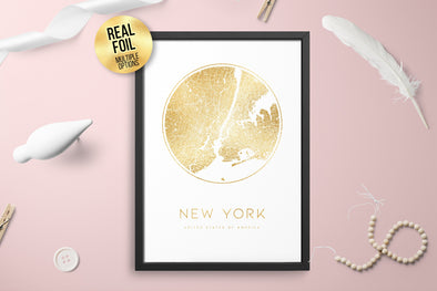 Personalised Custom New York USA FOIL CITY Map Poster Art