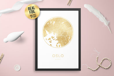Personalised Custom OSLO Norway FOIL CITY Map Poster Art