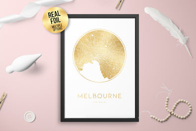 Personalised Custom Melbourne Australia FOIL CITY Map Poster Art