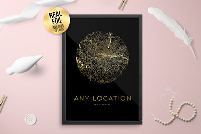 Personalised Custom ANY Location FOIL CITY Map Poster Art
