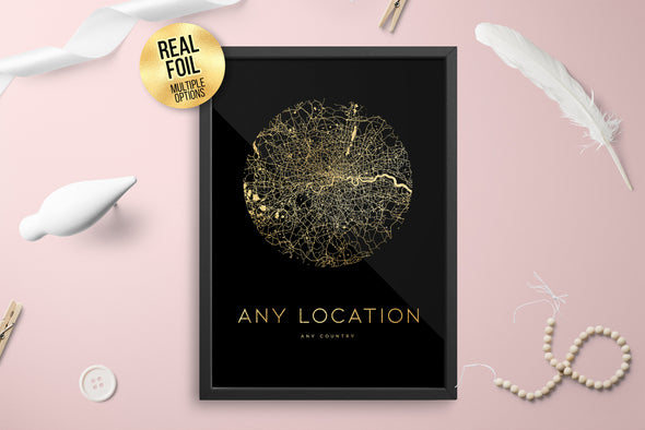 Personalised Custom ANY Location FOIL CITY Map Poster Art