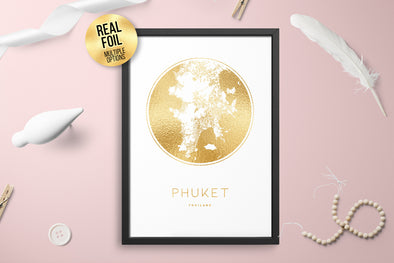 Personalised Custom FOIL CITY Map PHUKET Thailand Poster Art