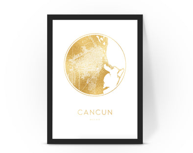 Personalised Custom CANCUN Mexico FOIL CITY Map Poster Art