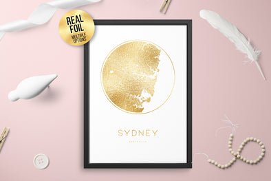 Personalised Custom FOIL CITY Map SYDNEY Australia Poster Art