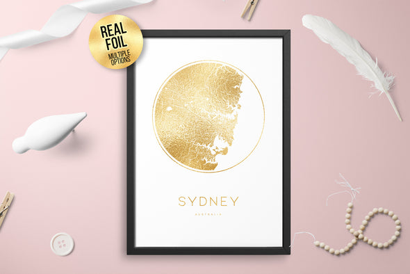 Personalised Custom FOIL CITY Map SYDNEY Australia Poster Art