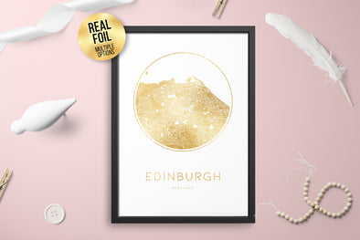 Personalised Custom FOIL CITY Map Edinburgh Scotland Poster Art