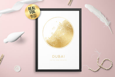 Personalised Custom FOIL CITY Map DUBAI Uae Poster Art