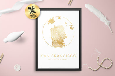 Personalised Custom FOIL CITY Map San Francisco USA Poster Art
