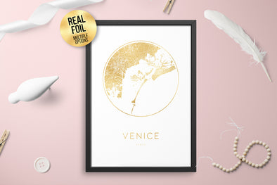 Personalised Custom FOIL CITY Map Venice ITALY Poster Art