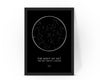 Personalised Custom FOIL STAR MAP, constellation night sky map