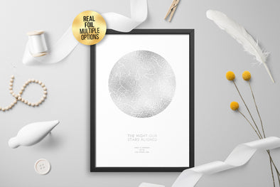 Personalised Custom FOIL STAR MAP, constellation night sky map