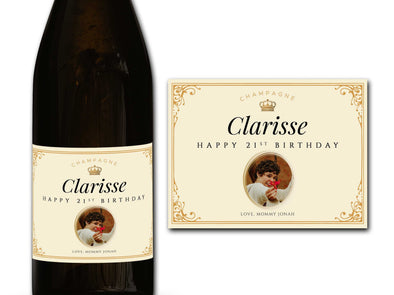 Personalised PHOTO champagne/prosecco bottle label 21st/30th/40th/50th gift-Ideal Celebration/Anniversary/Birthday/Wedding gift bottle label