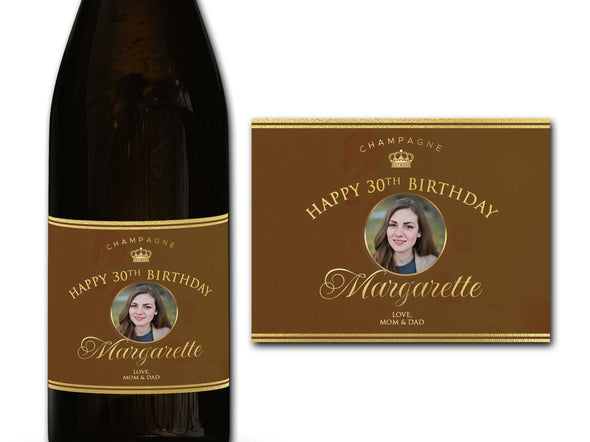 Personalised PHOTO champagne/prosecco bottle label 21st/30th/40th/50th gift-Ideal Celebration/Anniversary/Birthday/Wedding gift bottle label