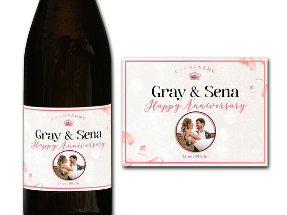 Personalised PHOTO champagne/prosecco bottle label 21st/30th/40th/50th gift-Ideal Celebration/Anniversary/Birthday/Wedding gift bottle label