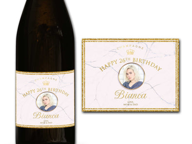 Personalised PHOTO champagne/prosecco bottle label 21st/30th/40th/50th gift-Ideal Celebration/Anniversary/Birthday/Wedding gift bottle label