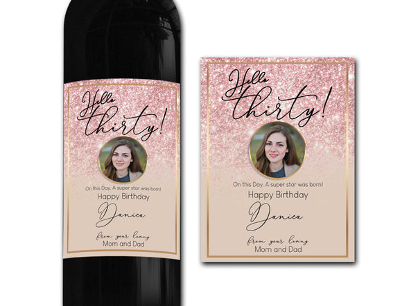 Personalised PHOTO wine bottle label 21st/30th/40th/50th gift -Ideal Celebration/Anniversary/Birthday/Wedding gift personalized bottle label