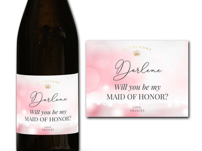 Personalised Maid of honor Champagne/Prosecco bottle label - Ideal Celebration/Anniversary/Birthday/Wedding gift personalized bottle label