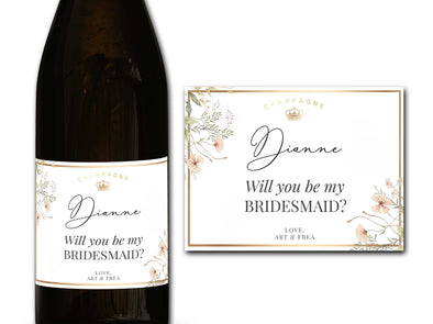 Personalised Bridesmaid Champagne/Prosecco bottle label - Ideal Celebration/Anniversary/Birthday/Wedding gift personalized bottle label