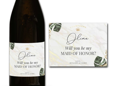 Personalised Maid of honor Champagne/Prosecco bottle label - Ideal Celebration/Anniversary/Birthday/Wedding gift personalized bottle label