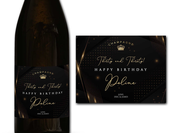 Personalised Birthday Champagne/Prosecco bottle label - Ideal Celebration/Anniversary/Birthday/Wedding gift personalized bottle label