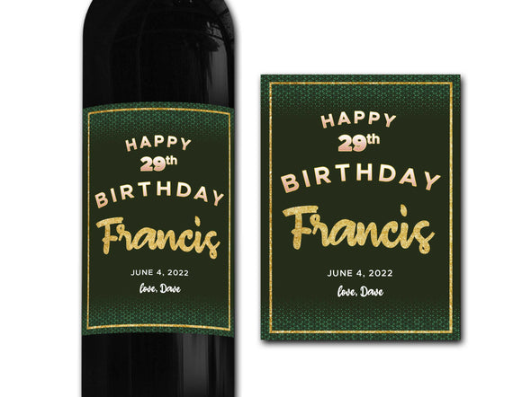 Personalised Birthday Wine bottle label - Ideal Celebration/Anniversary/Birthday/Wedding gift personalized bottle label