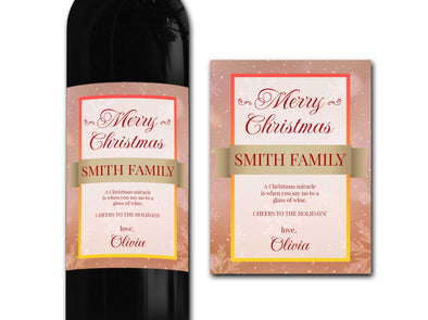 Personalised Merry Christmas Wine bottle label - Ideal Celebration/Anniversary/Birthday/Wedding gift personalized bottle label