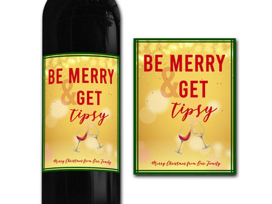 Personalised Merry Christmas Wine bottle label - Ideal Celebration/Anniversary/Birthday/Wedding gift personalized bottle label