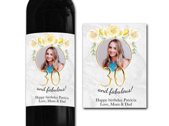 Personalised PHOTO wine bottle label 21st/30th/40th/50th gift -Ideal Celebration/Anniversary/Birthday/Wedding gift personalized bottle label