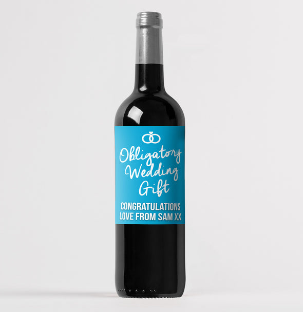 Personalised obligatory wedding gift spoof wine bottle label - Forefrontdesigns