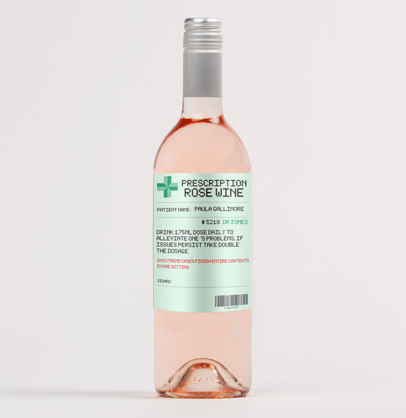 Prescription rose wine bottle label - Forefrontdesigns